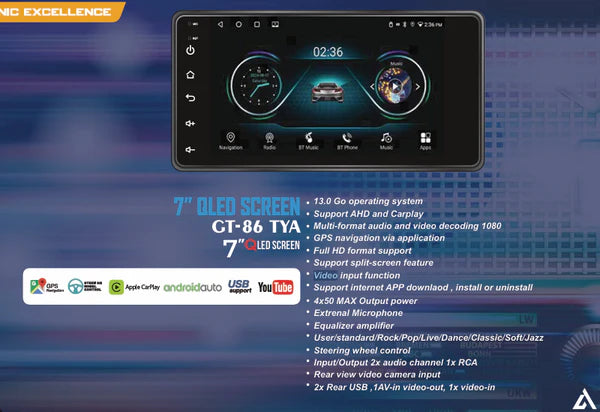 Lumina GT-86 7" Inch Carplay/AndroidAuto Double Din Radio